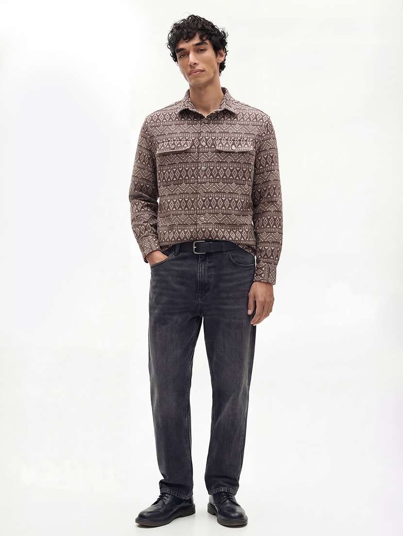 men brown cotton casual shirt - 22469621 -  Standard Image - 4