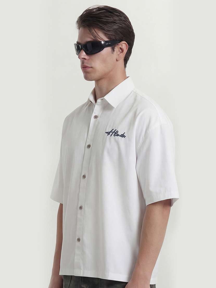 men fit white cotton collared shirt - 22469632 -  Standard Image - 4