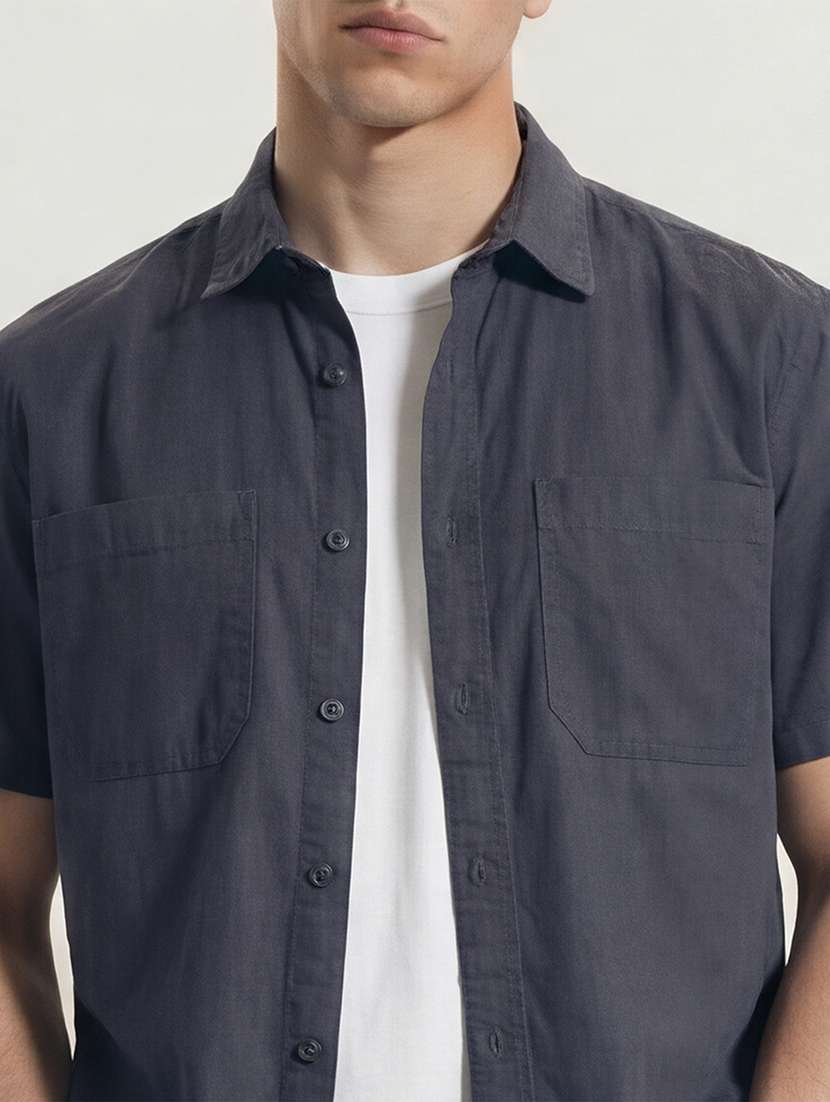 men blue cotton casual shirt - 22469641 -  Standard Image - 1