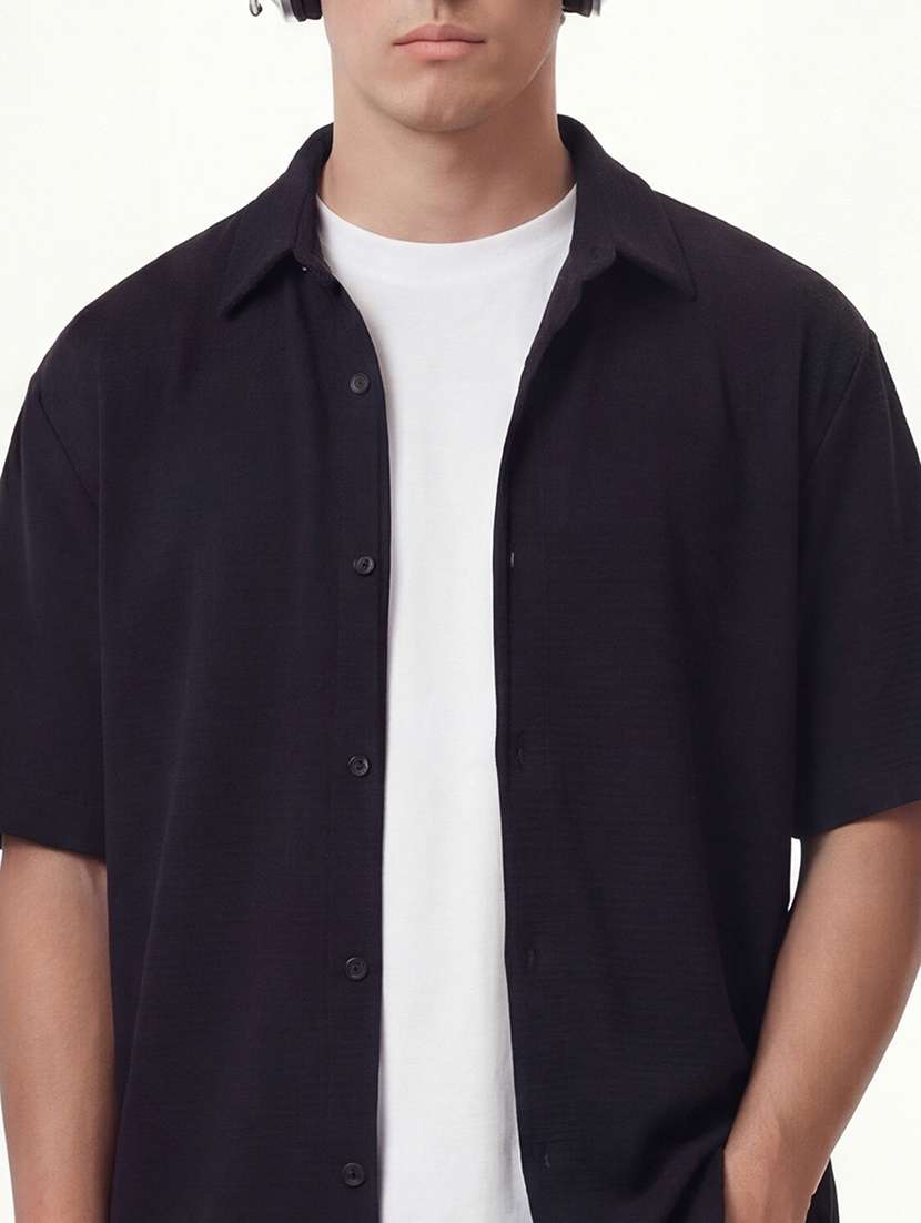 men black polyester casual shirt - 22469664 -  Standard Image - 1