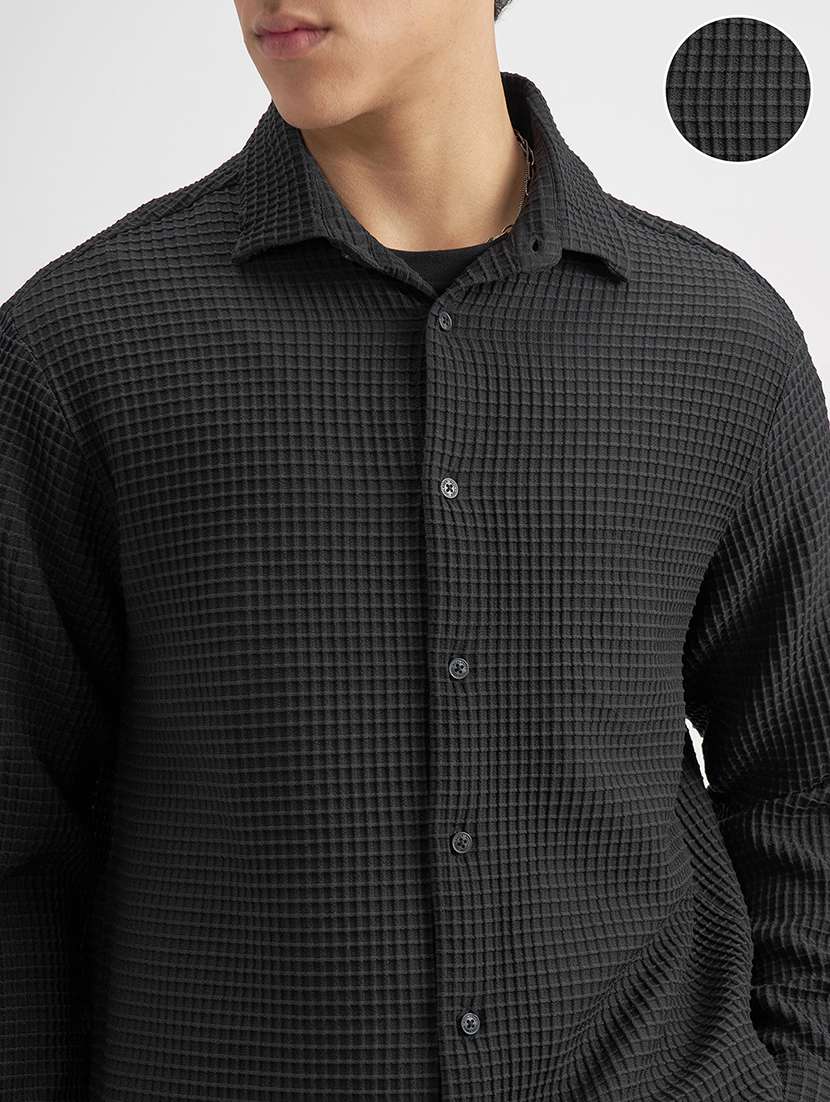 men black polyester casual shirt - 22469671 -  Standard Image - 1