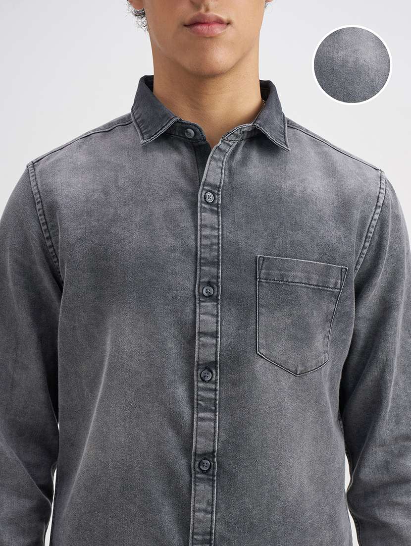 men solid long sleeve regular fit casual shirt - 22469676 -  Standard Image - 1