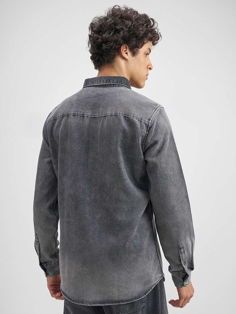 men solid long sleeve regular fit casual shirt - 22469676 -  Standard Image - 4