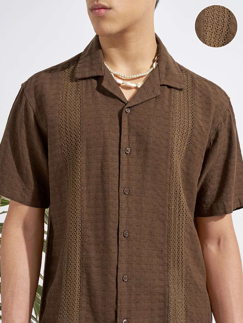 men brown cotton casual shirt - 22469678 -  Standard Image - 1