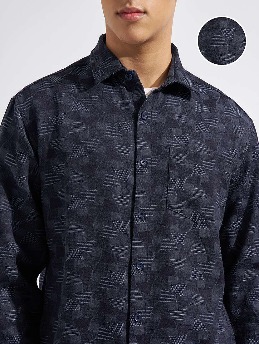 men blue cotton casual shirt - 22469681 -  Standard Image - 1