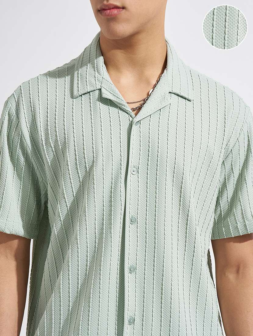 Men Self Design Short Sleeve Regular Fit Casual Shirt - 22469683 -  Standard Image - 1
