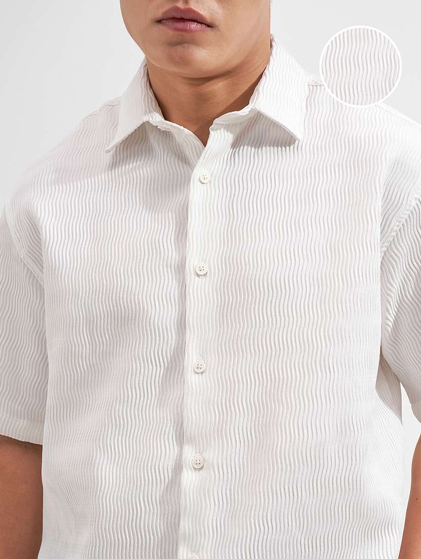 men white polyester casual shirt - 22469693 -  Standard Image - 1