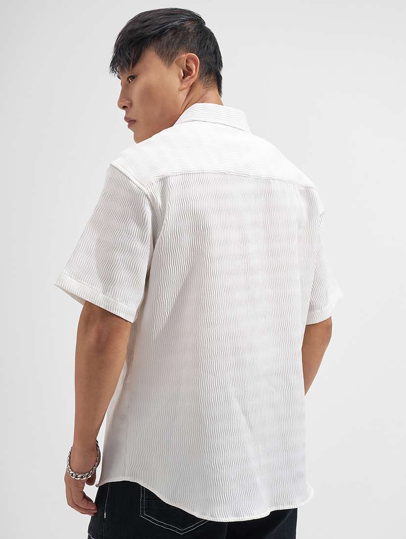 men white polyester casual shirt - 22469693 -  Standard Image - 4