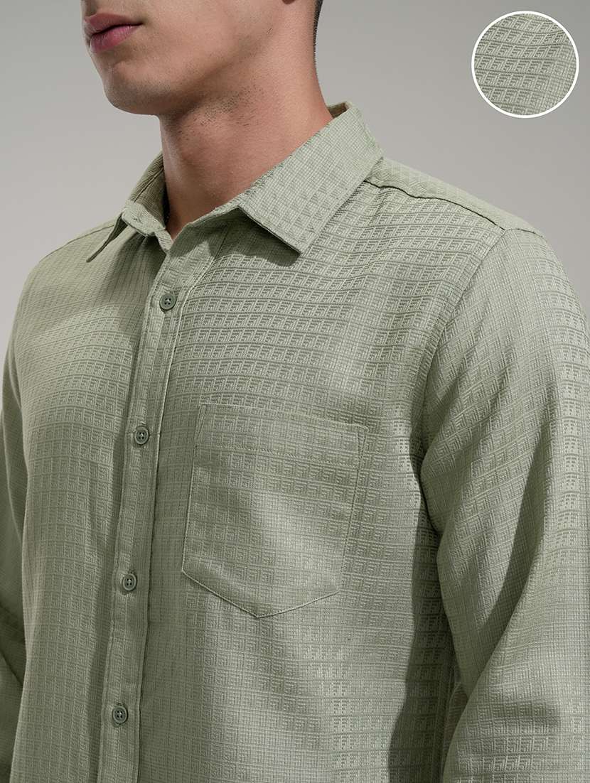 Men Self Design Long Sleeve Regular Fit Casual Shirt - 22469712 -  Standard Image - 1