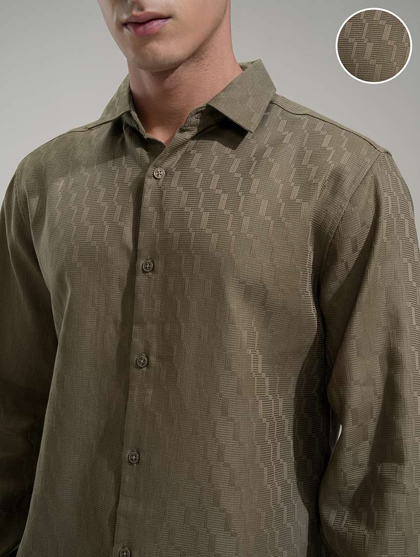 Men Self Design Long Sleeve Regular Fit Casual Shirt - 22469713 -  Standard Image - 1