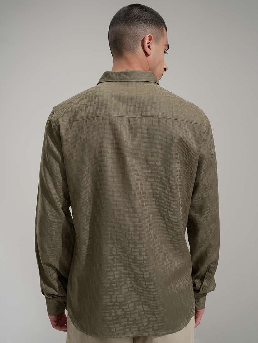 Men Self Design Long Sleeve Regular Fit Casual Shirt - 22469713 -  Standard Image - 4