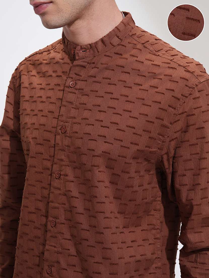 men self design long sleeve regular fit casual shirt - 22469743 -  Standard Image - 1