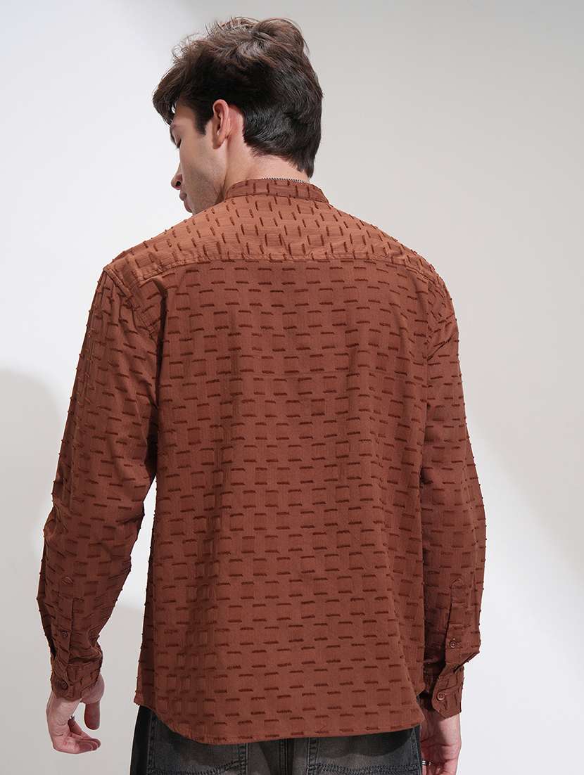 men self design long sleeve regular fit casual shirt - 22469743 -  Standard Image - 4