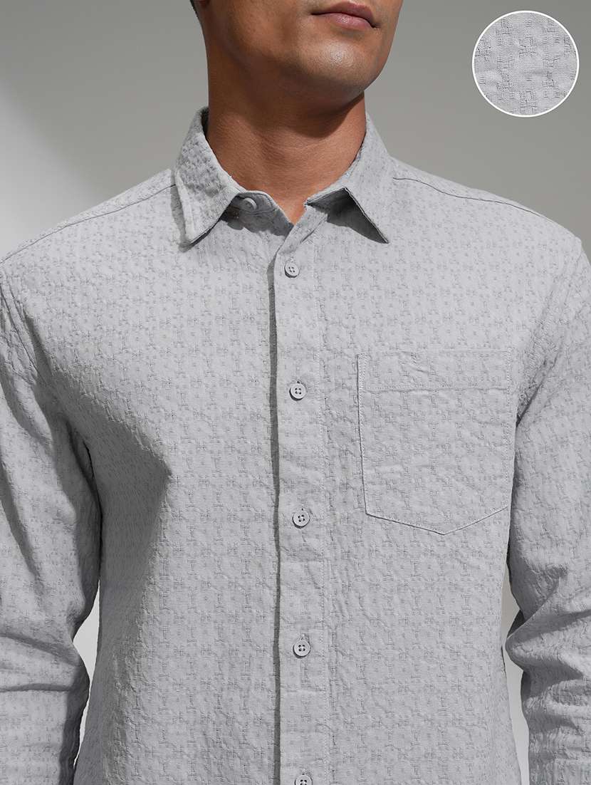 men self design long sleeve regular fit casual shirt - 22469748 -  Standard Image - 1