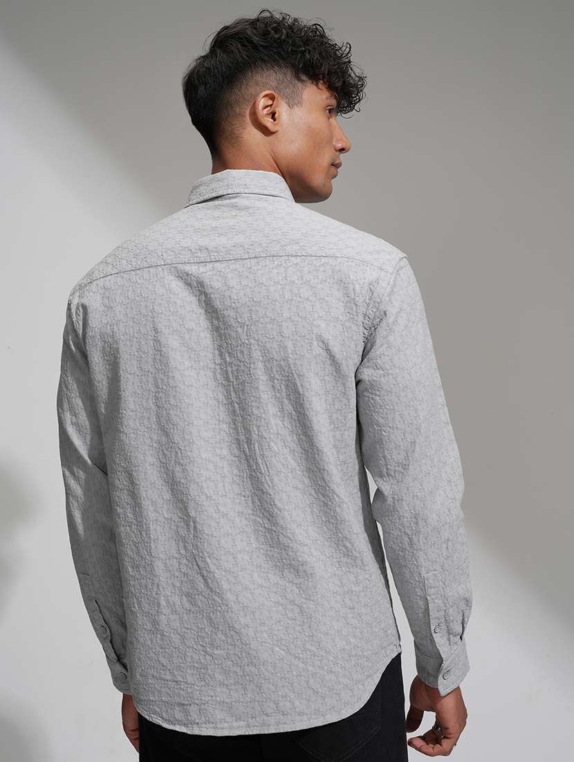 men self design long sleeve regular fit casual shirt - 22469748 -  Standard Image - 4