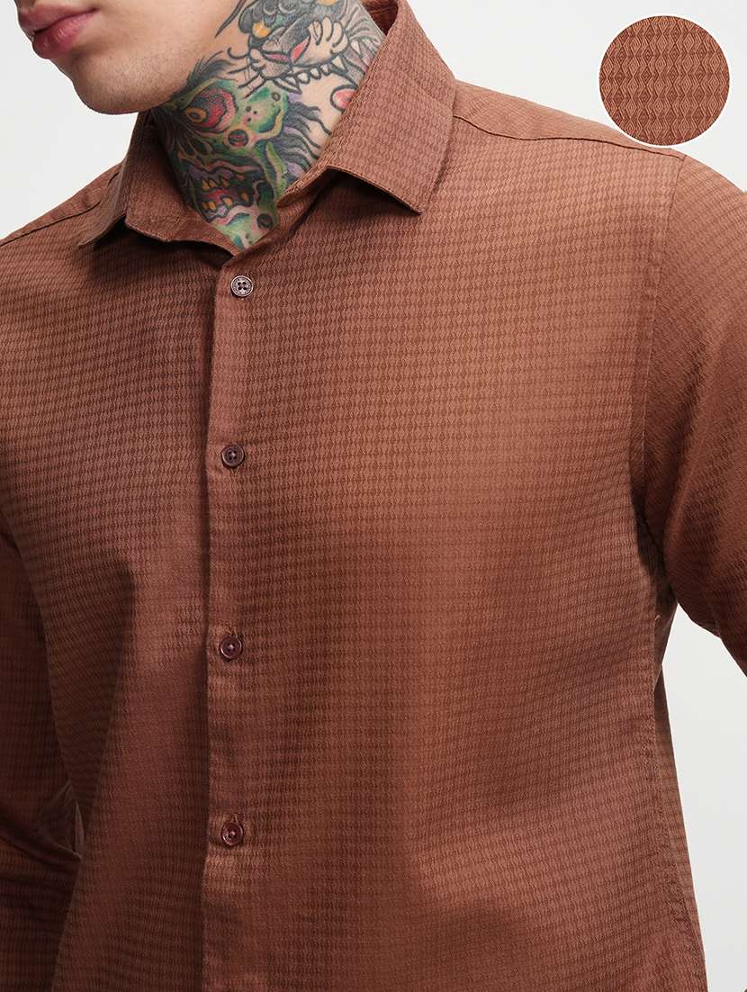 men self design long sleeve regular fit casual shirt - 22469753 -  Standard Image - 1