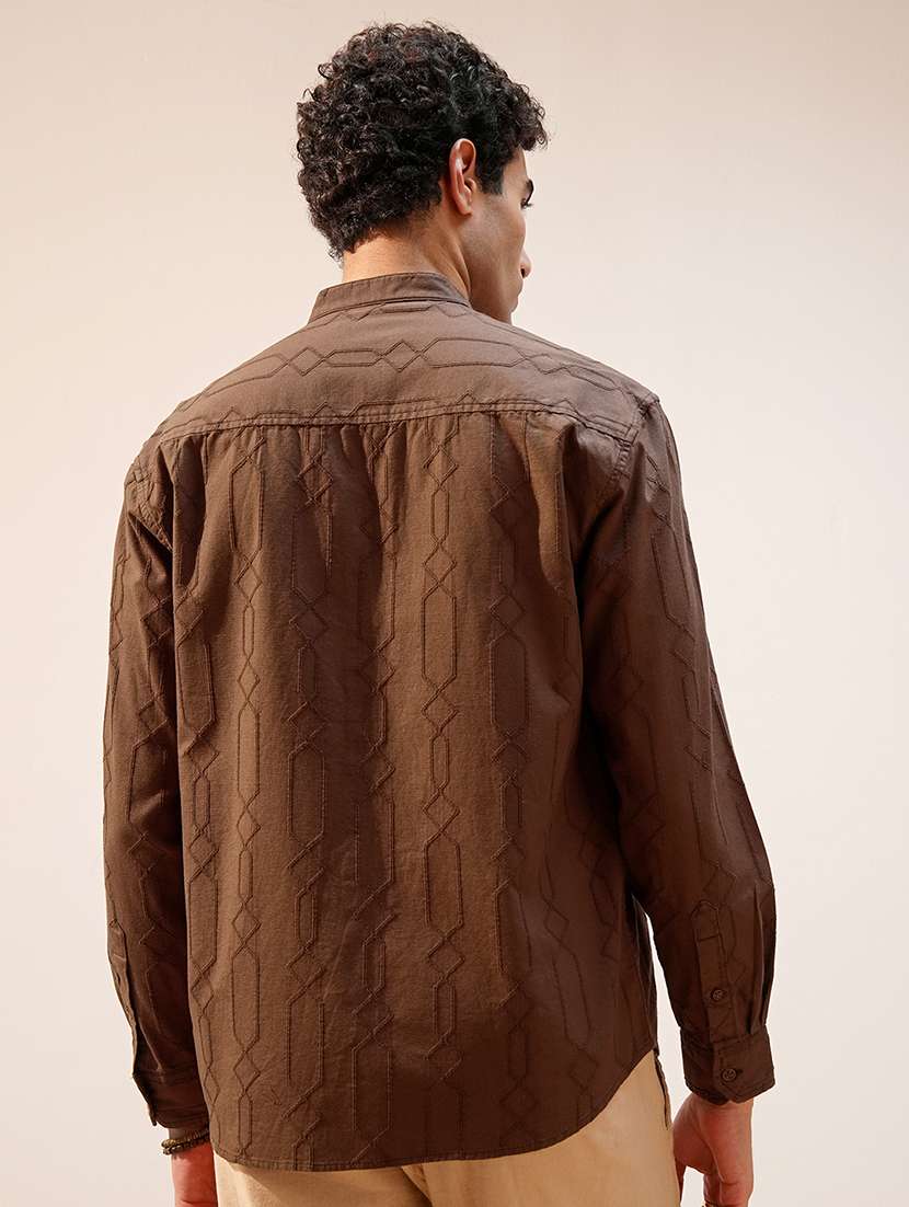 Men Mandarin Collared Long Sleeve Casual Shirt - 22469761 -  Standard Image - 4