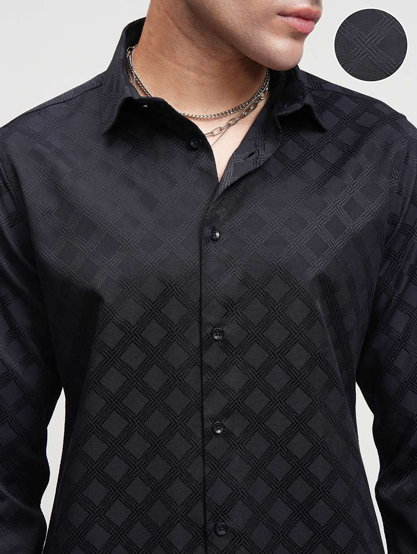 men self design long sleeve regular fit casual shirt - 22469766 -  Standard Image - 1