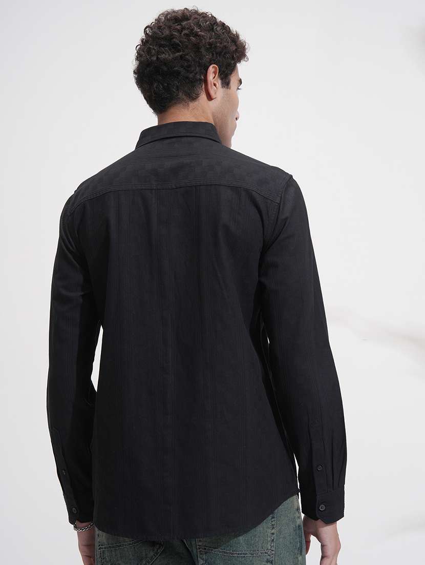 men regular fit black cotton solid shirt - 22469785 -  Standard Image - 4