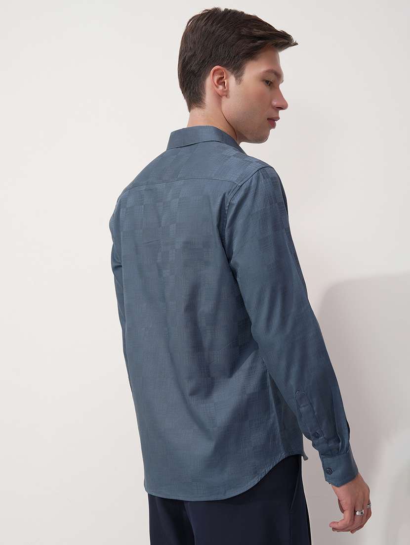 Men Self Design Long Sleeve Regular Fit Casual Shirt - 22469802 -  Standard Image - 4