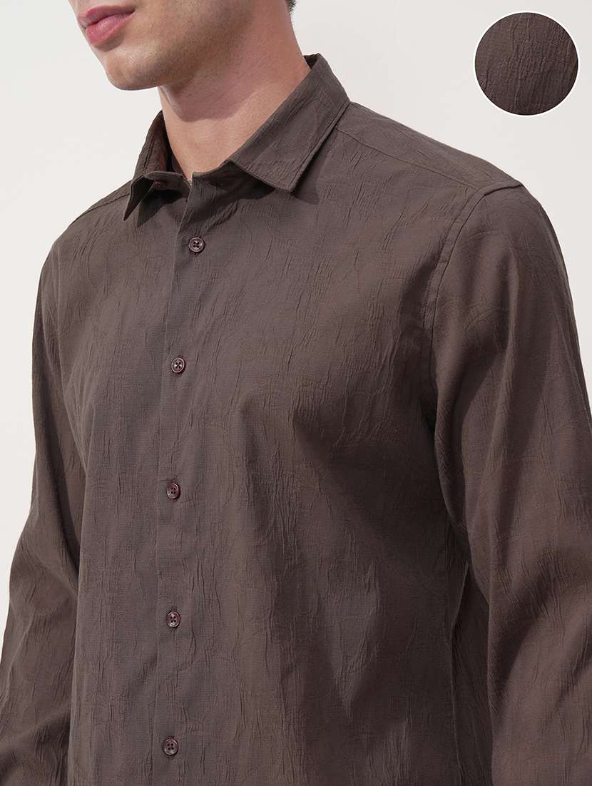 Men Coffee Brown Polyester Casual Shirt - 22469810 -  Standard Image - 1