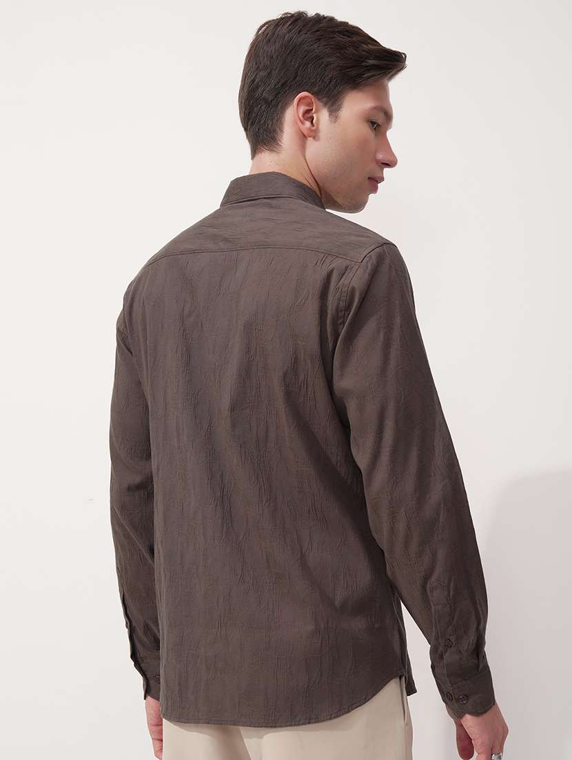Men Coffee Brown Polyester Casual Shirt - 22469810 -  Standard Image - 4