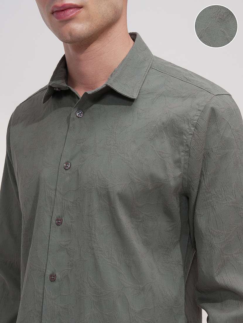 men self design long sleeve regular fit casual shirt - 22469811 -  Standard Image - 1