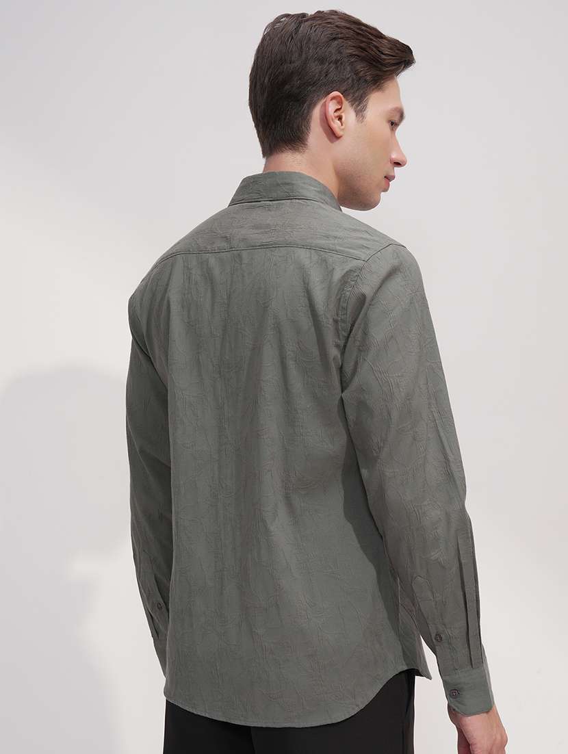 men self design long sleeve regular fit casual shirt - 22469811 -  Standard Image - 4