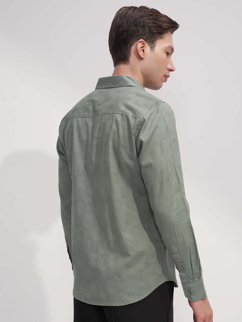 men self design long sleeve regular fit casual shirt - 22469813 -  Standard Image - 4