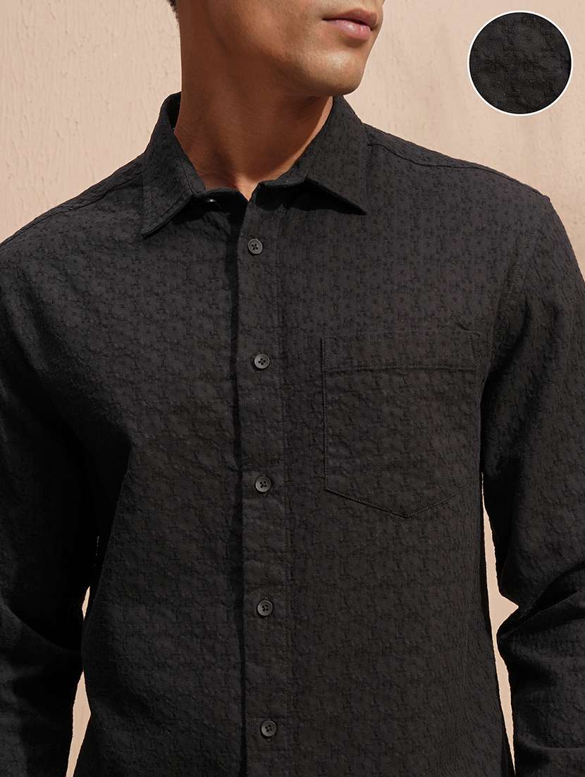 men self design long sleeve regular fit casual shirt - 22469814 -  Standard Image - 1