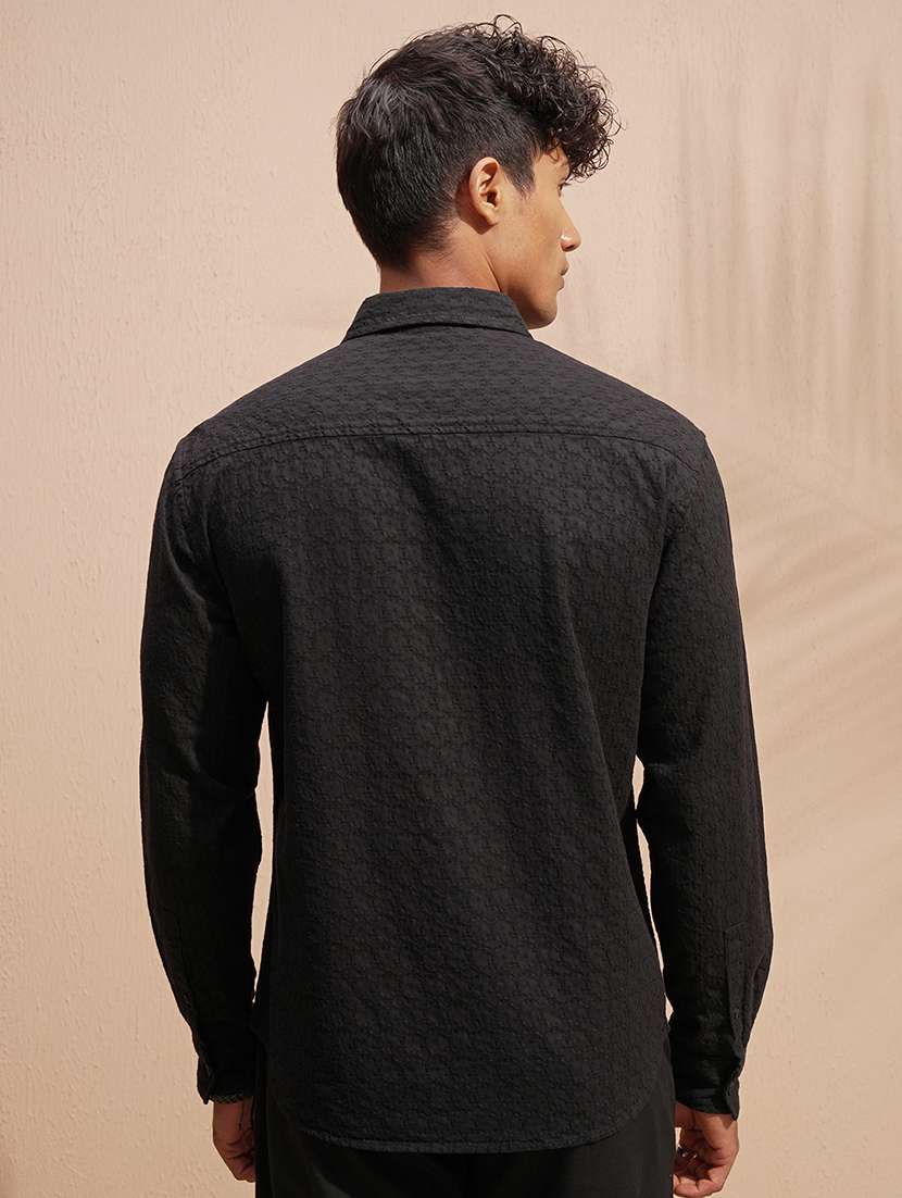 men self design long sleeve regular fit casual shirt - 22469814 -  Standard Image - 4