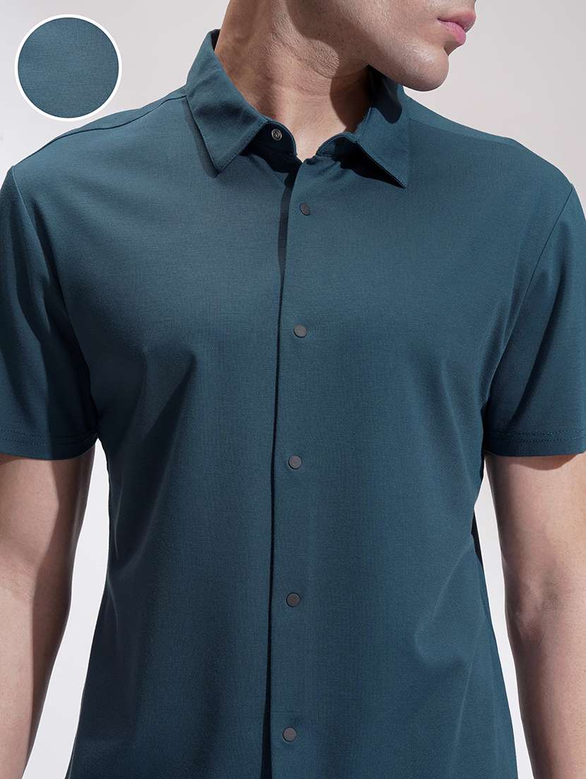 men solid short sleeve regular fit casual shirt - 22469822 -  Standard Image - 1