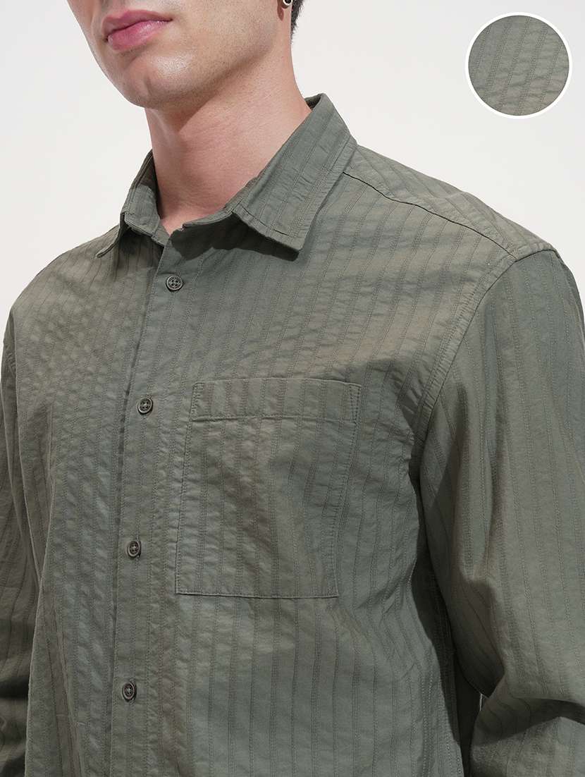 Men Self Design Long Sleeve Regular Fit Casual Shirt - 22469844 -  Standard Image - 1