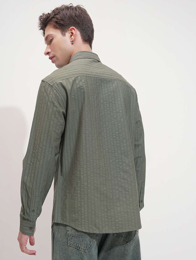 Men Self Design Long Sleeve Regular Fit Casual Shirt - 22469844 -  Standard Image - 4
