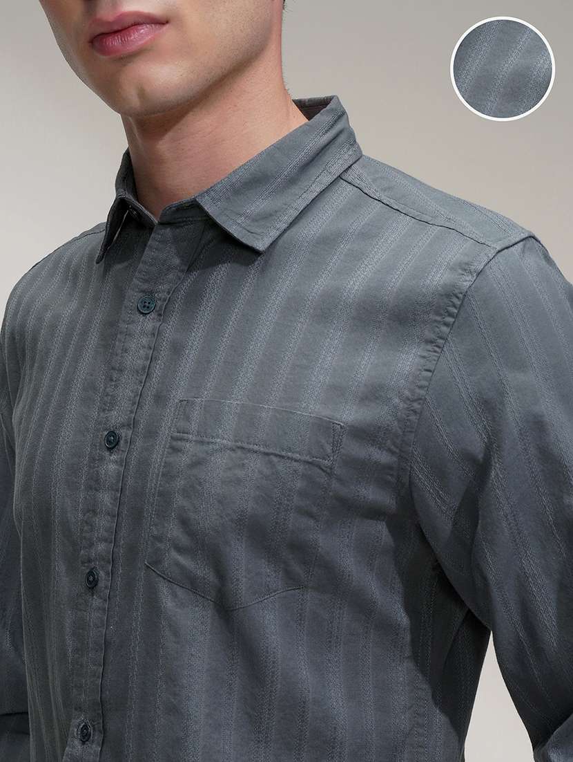 Men Self Design Long Sleeve Regular Fit Casual Shirt - 22469854 -  Standard Image - 1