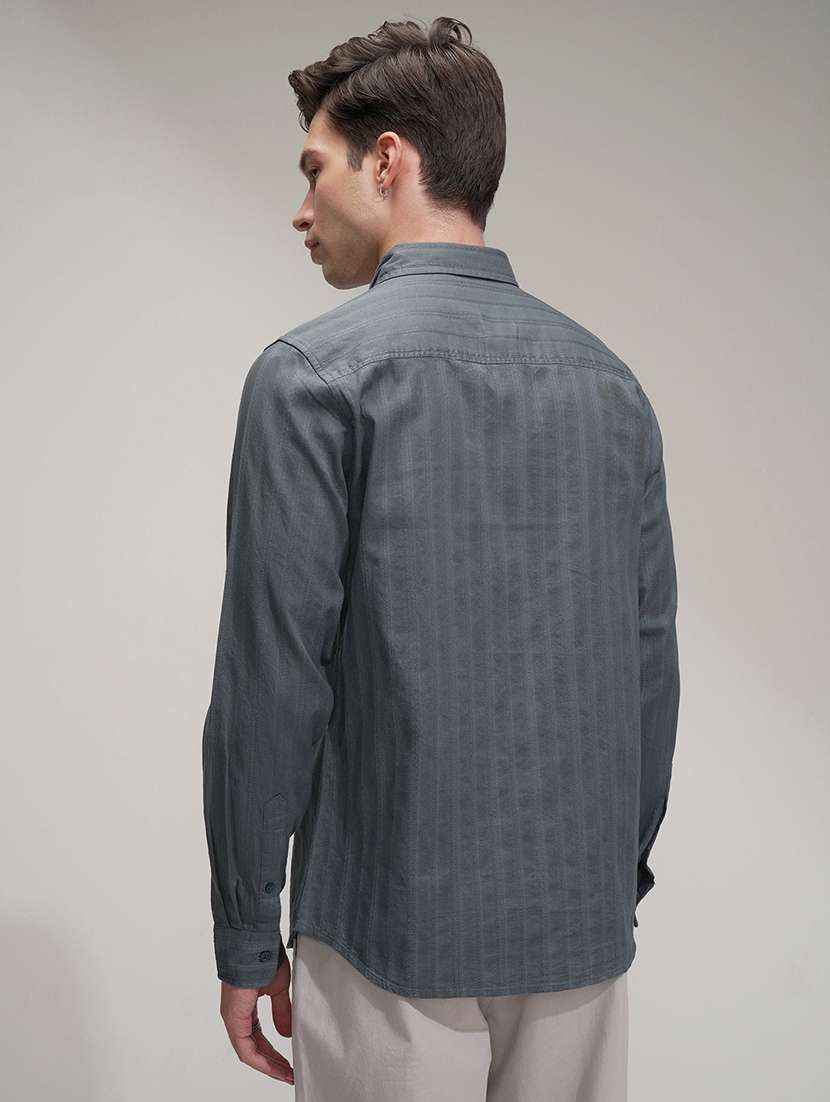 Men Self Design Long Sleeve Regular Fit Casual Shirt - 22469854 -  Standard Image - 4