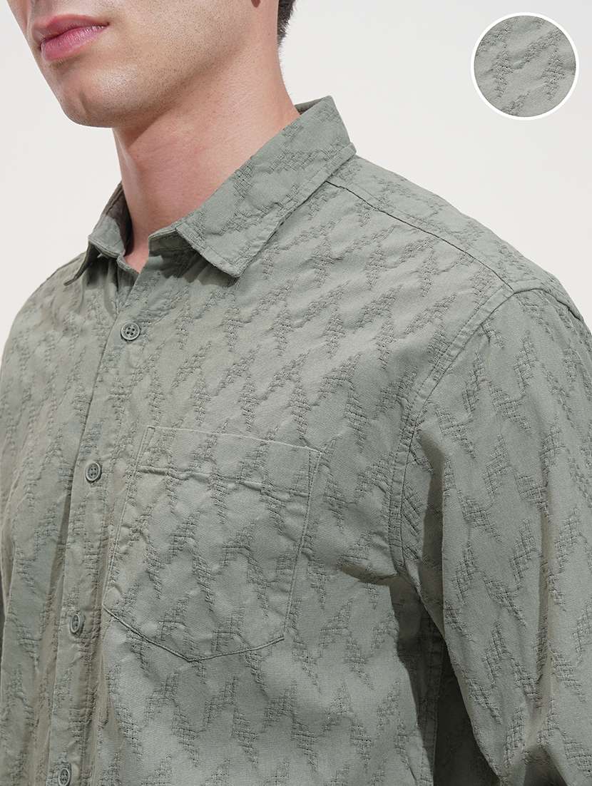 men self design long sleeve regular fit casual shirt - 22469859 -  Standard Image - 1