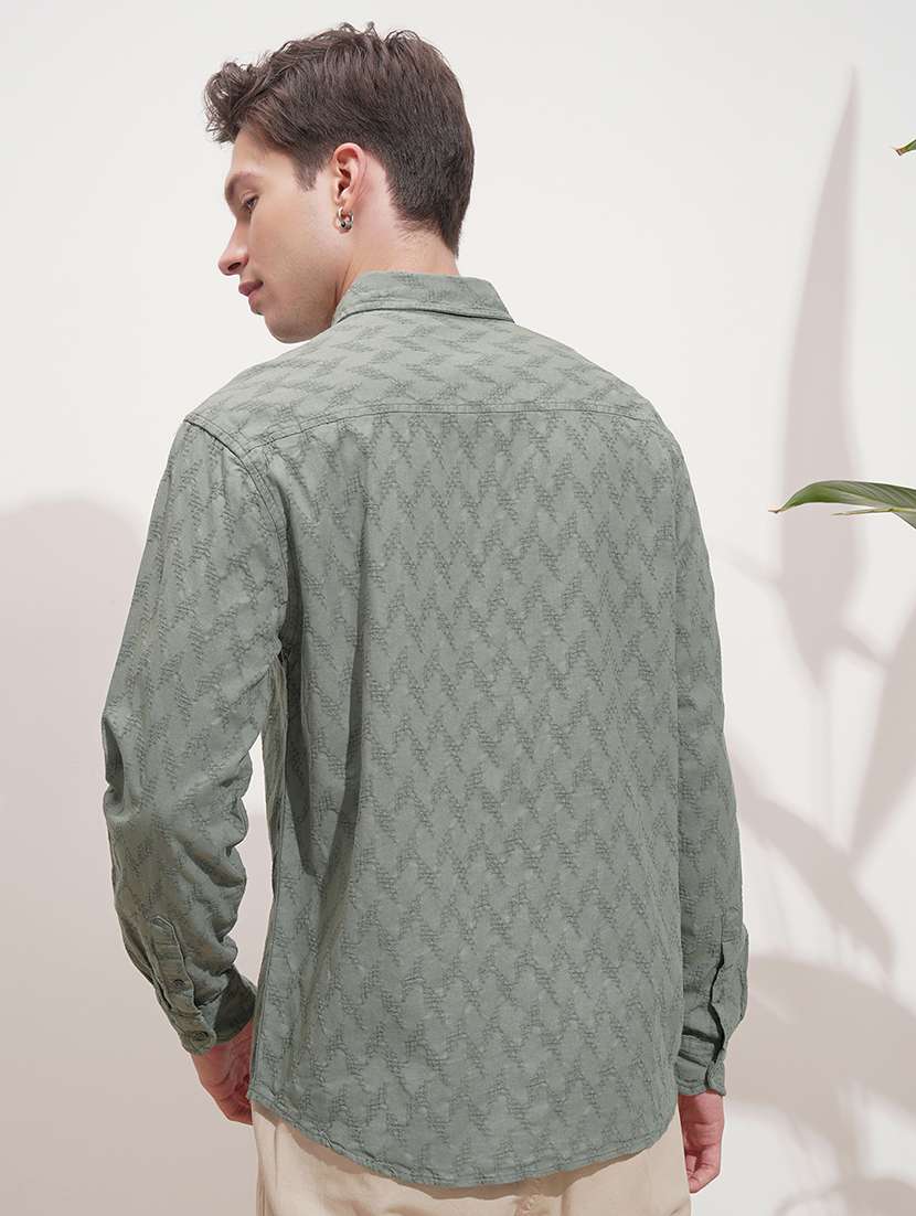 men self design long sleeve regular fit casual shirt - 22469859 -  Standard Image - 4
