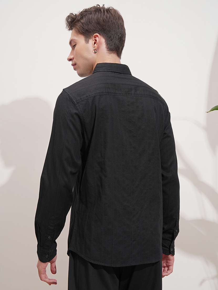 men self design long sleeve regular fit casual shirt - 22469861 -  Standard Image - 4