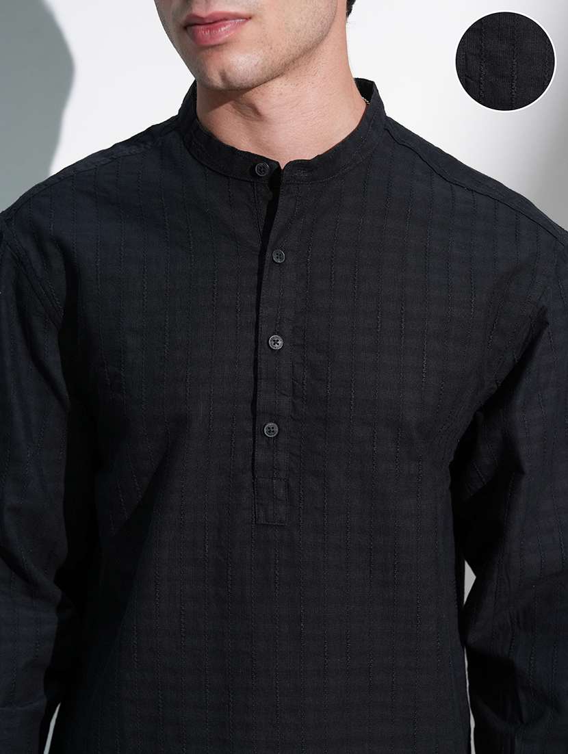 Men Self Design Mandarin Neck Short Kurta - 22469903 -  Standard Image - 1