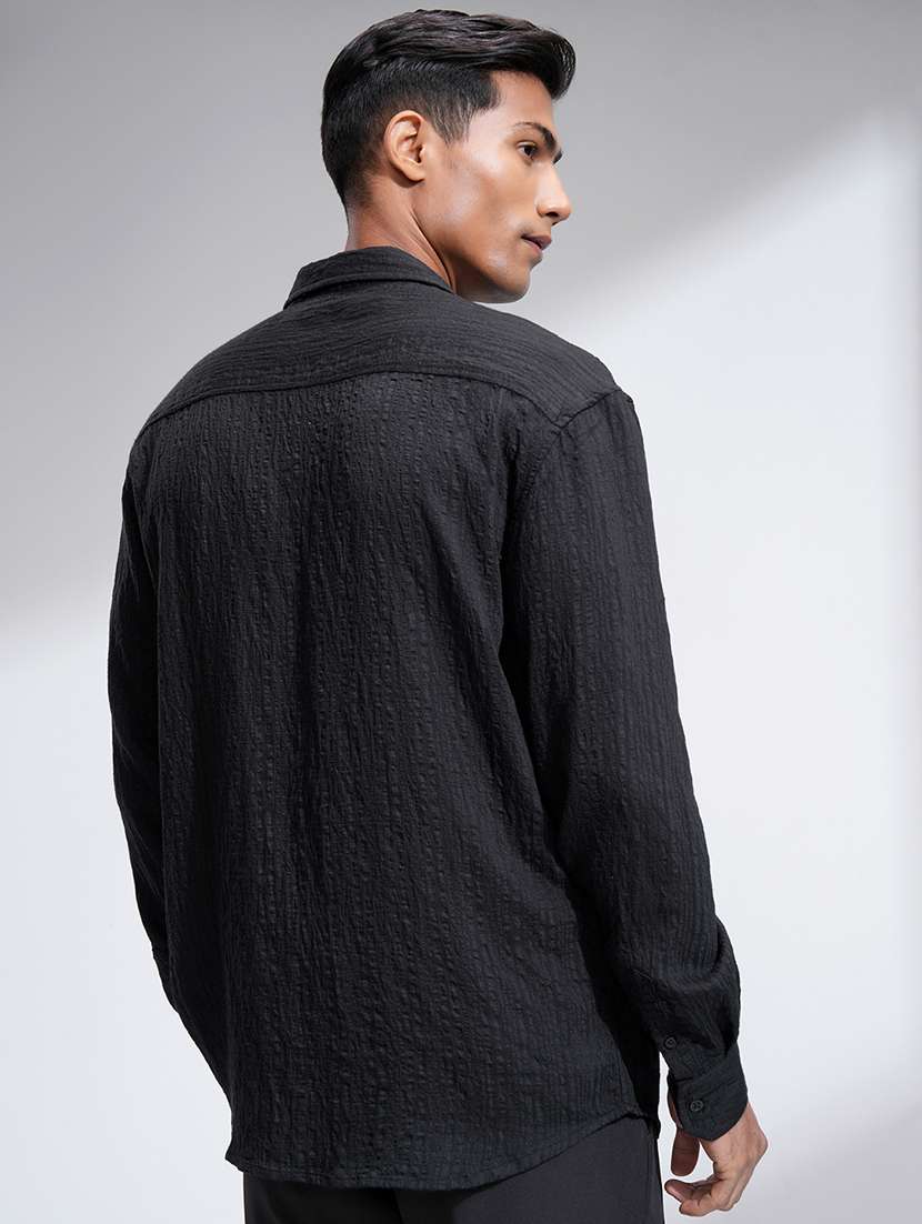 Men Self Design Long Sleeve Regular Fit Casual Shirt - 22469905 -  Standard Image - 4