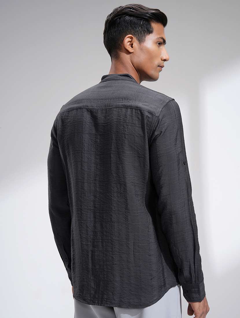 men self design long sleeve regular fit casual shirt - 22469941 -  Standard Image - 4