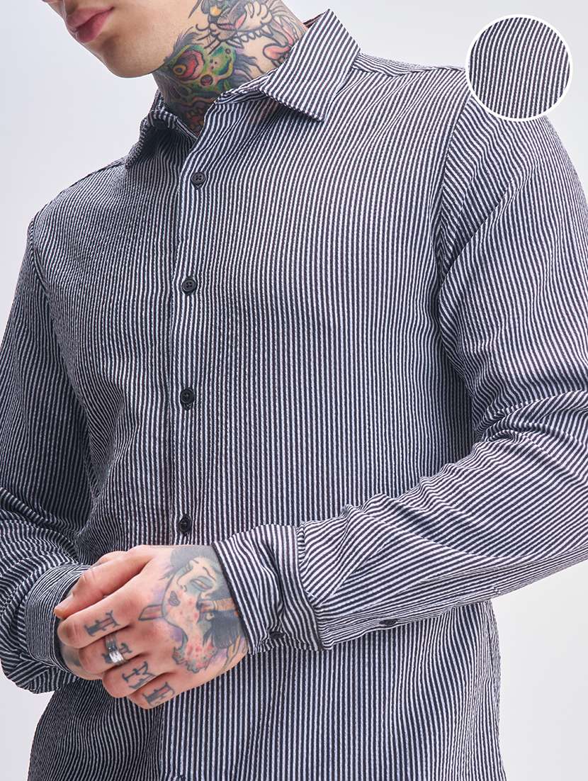men striped long sleeve regular fit casual shirt - 22469970 -  Standard Image - 1