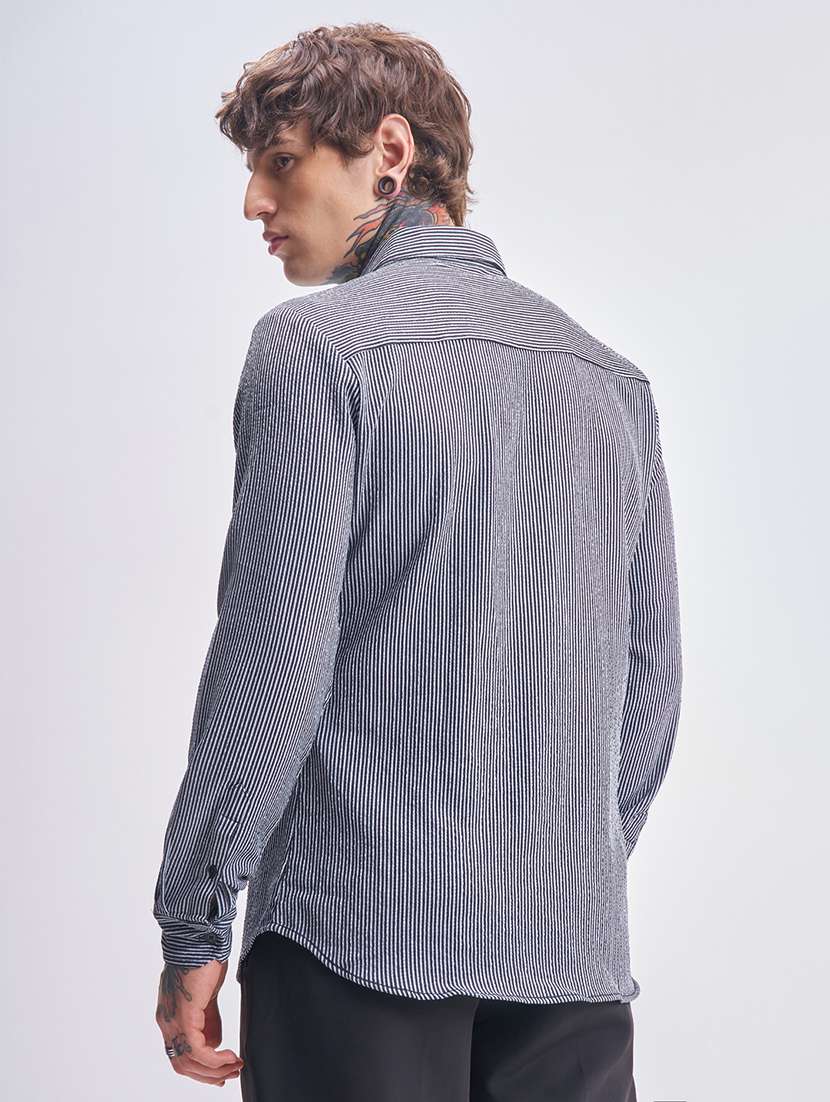 men striped long sleeve regular fit casual shirt - 22469970 -  Standard Image - 4