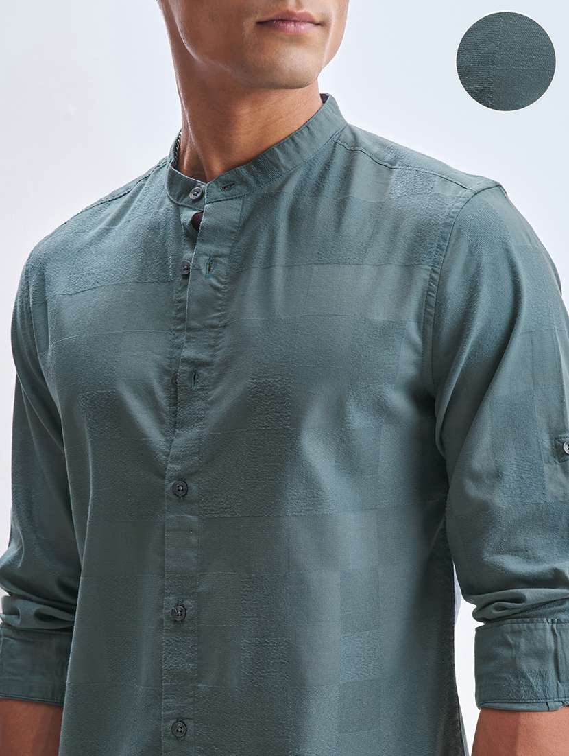 men self design long sleeve regular fit casual shirt - 22469971 -  Standard Image - 1