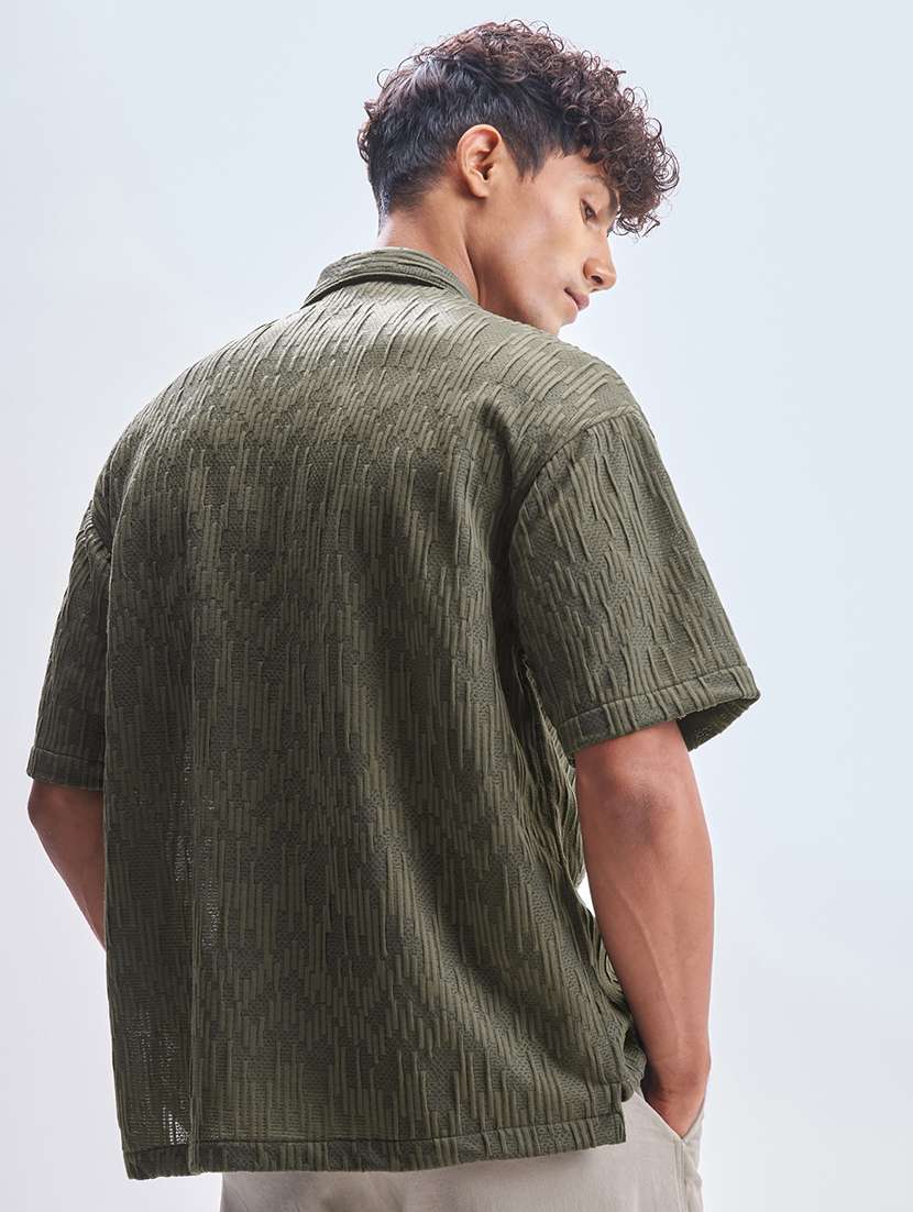 Men Textured Short Sleeve Regular Fit Casual Shirt - 22469985 -  Standard Image - 4