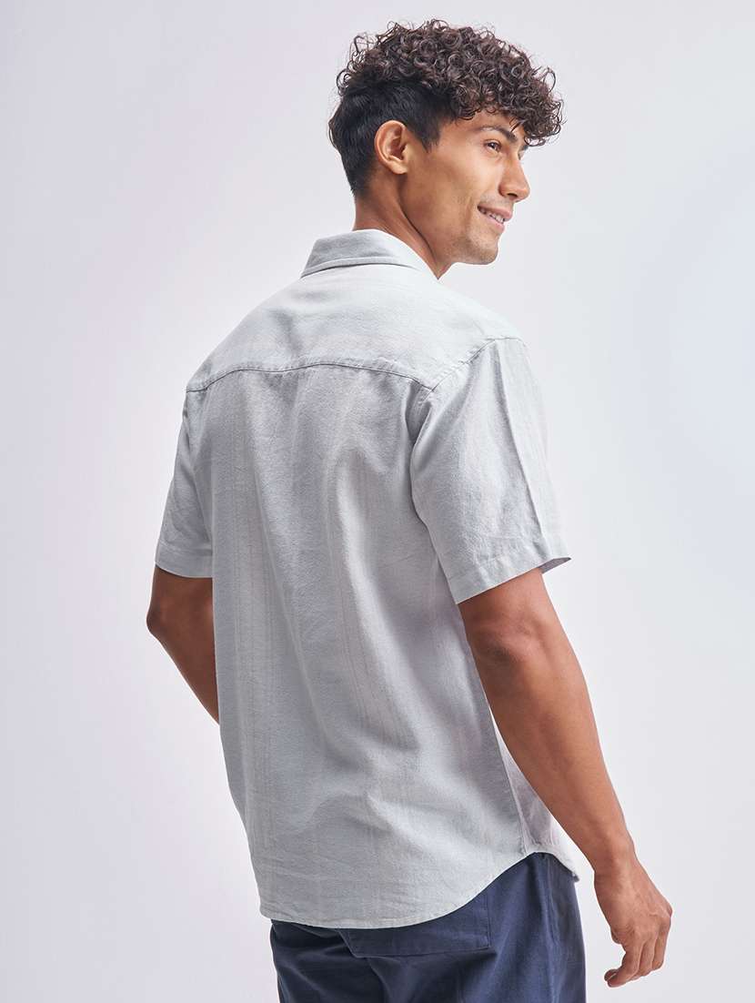 men self design short sleeve regular fit casual shirt - 22470008 -  Standard Image - 4