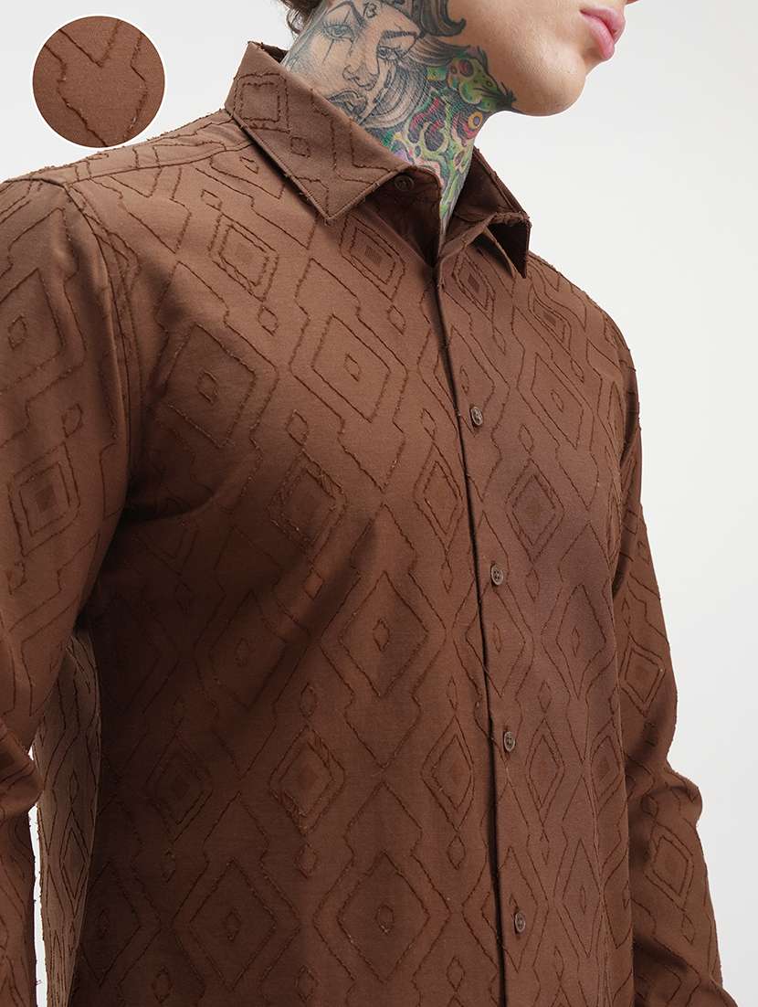 men self design long sleeve regular fit casual shirt - 22470023 -  Standard Image - 1