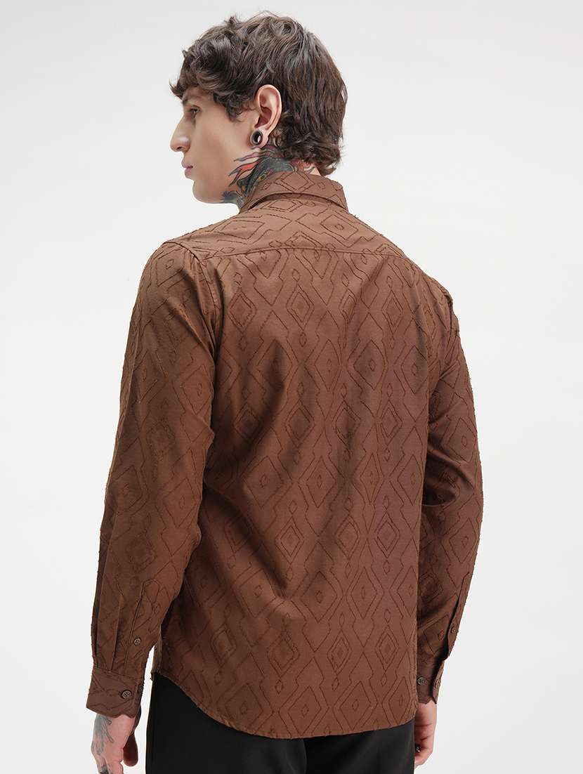 men self design long sleeve regular fit casual shirt - 22470023 -  Standard Image - 4