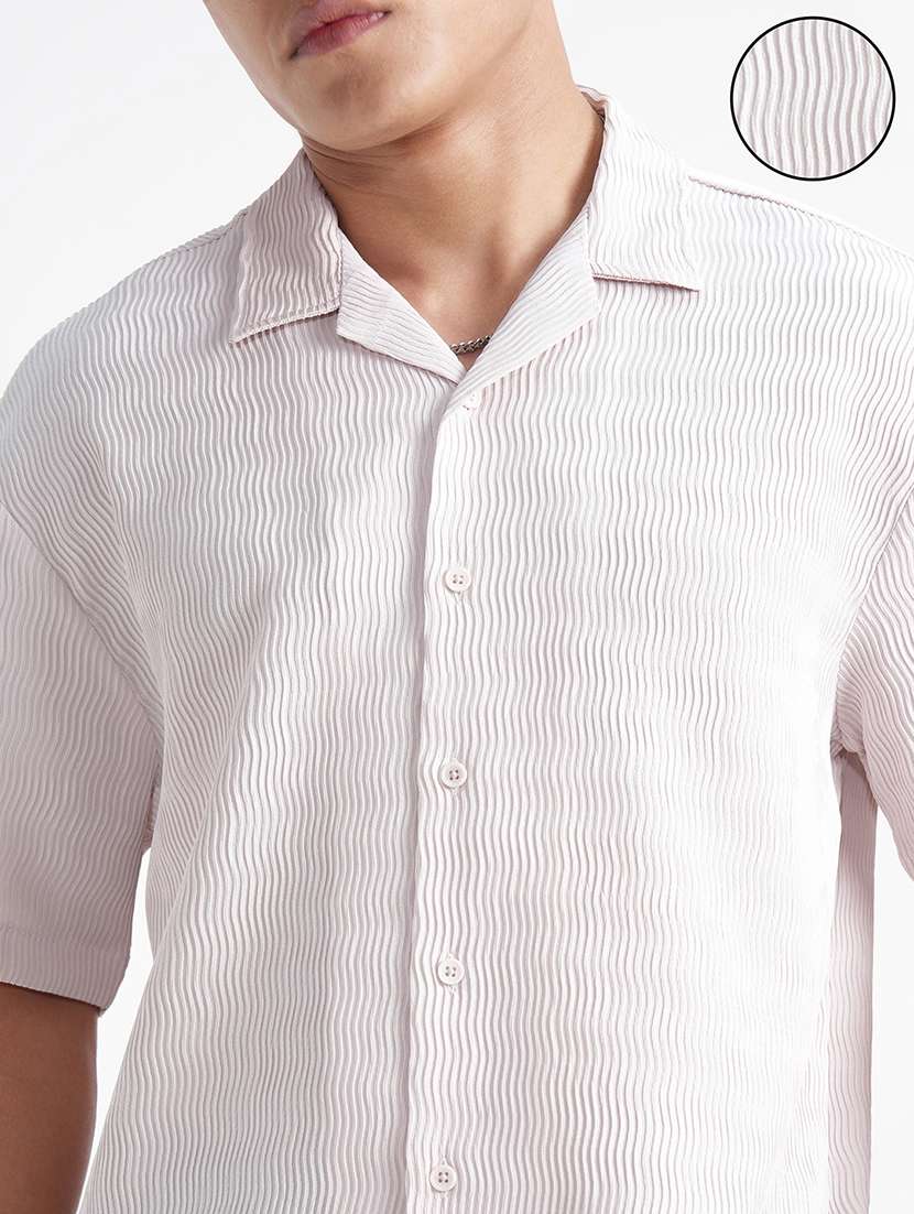 men textured short sleeve regular fit casual shirt - 22470039 -  Standard Image - 1